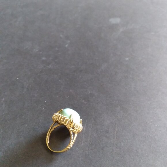 Large Sleeping Beauty Turquoise Stone Ring Set in a 12K gold 4 Prong Ring - Picture 12 of 12